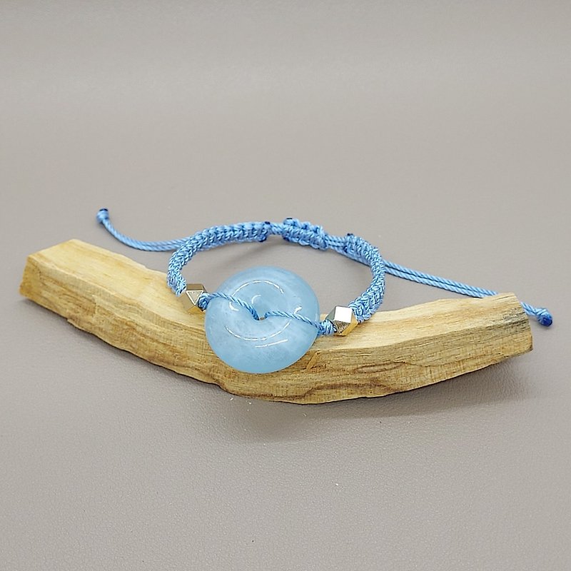 Aquamarine Ping An Buckle Bracelet- Improve language communication skills - Bracelets - Semi-Precious Stones 