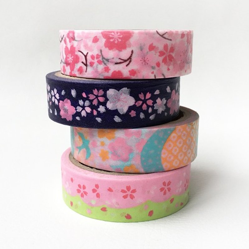 amifa and paper tape into 4 groups [cherry (35766)] - Washi Tape - Paper Multicolor