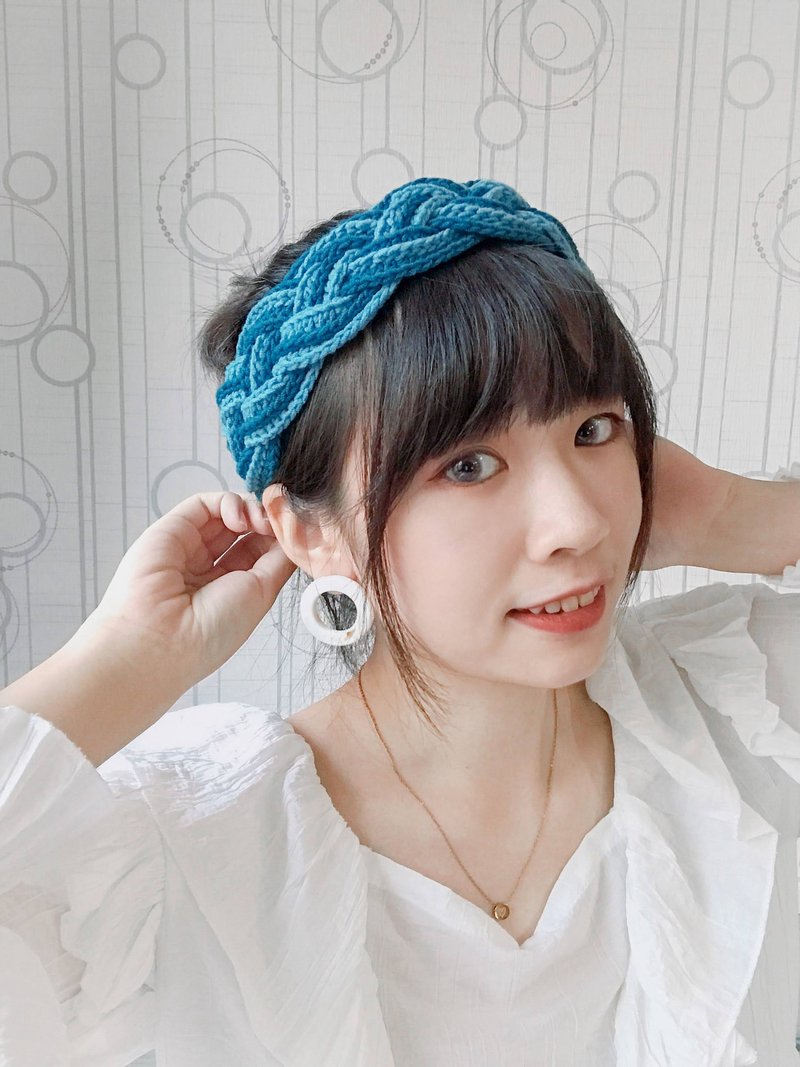 Four-strand braided hair band-ocean - ที่คาดผม - วัสดุอื่นๆ หลากหลายสี