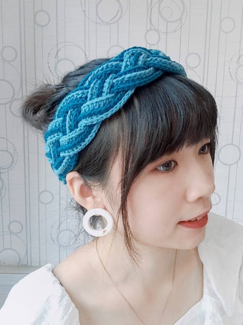 4本の編みこみのヘアバンド-海 - ショップ 青橙greenorange ヘア