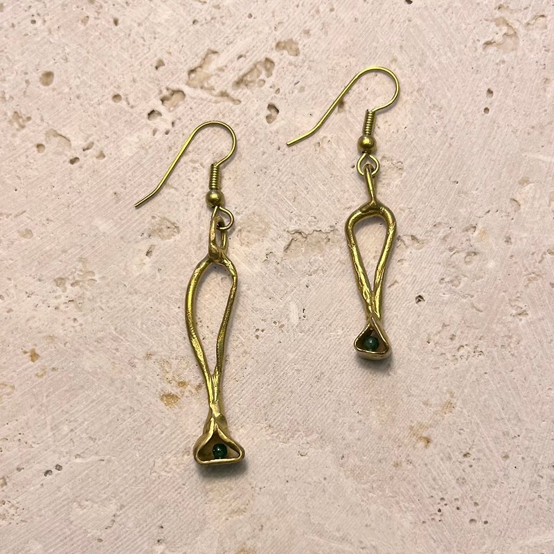 綠松石仿古耳環/一對販售 - 耳環/耳夾 - 銅/黃銅 