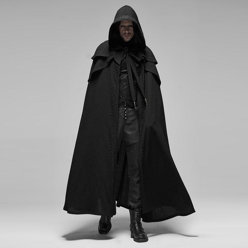 rococo ritual assassin witch hat long cloak - Men's Coats & Jackets - Other Materials Black