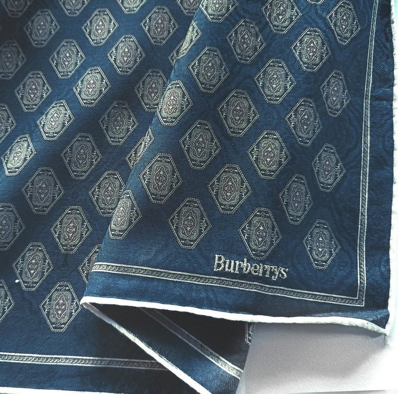 Burberry Vintage Handkerchief Luxury Pattern 21 x 21 inches - 手帕 - 棉．麻 藍色