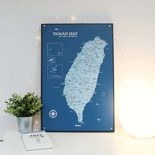Umade 台灣地圖-訂製磁吸系列海報-峰礦藍(客製化禮物)-IKEA留言板款