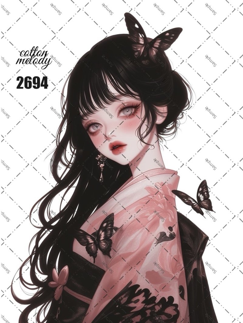 original sticker no.2694 人物ステッカー オリジナルステッカー オリジナル人物ステッカー 装飾ステッカー cotton melody - 貼紙 - 紙 
