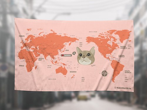MakeWorld.tw 地圖製造 Make World地圖製造貓咪浴巾(虎斑貓)