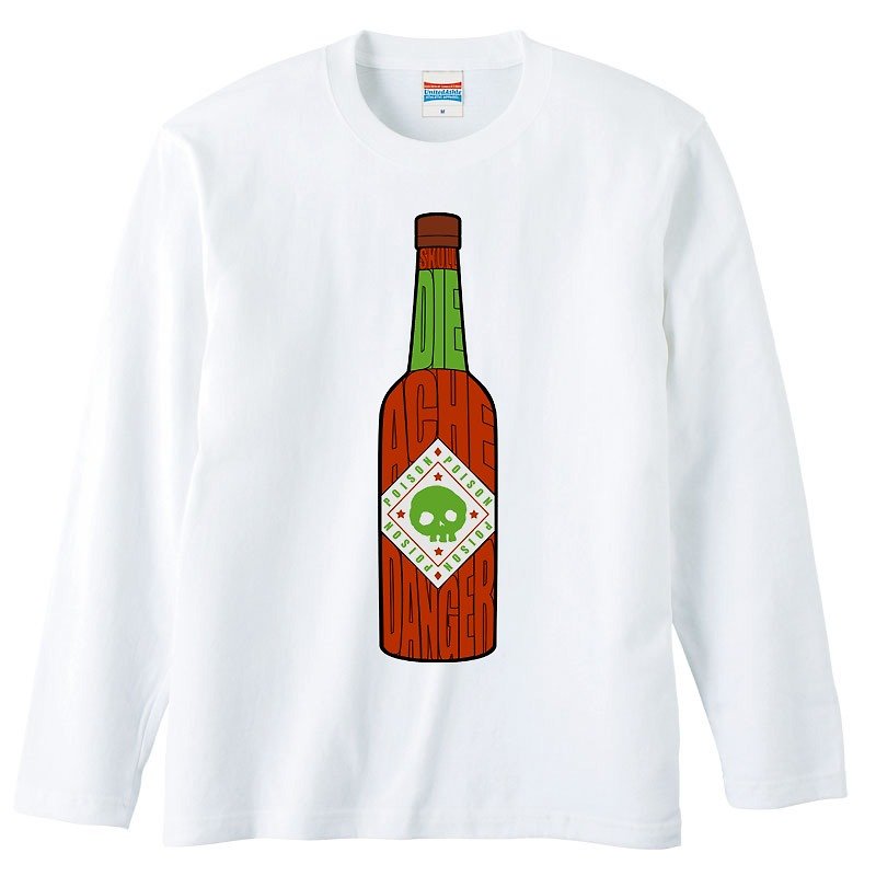 Long sleeve T-shirt / Poison Sauce - เสื้อยืดผู้ชาย - ผ้าฝ้าย/ผ้าลินิน ขาว