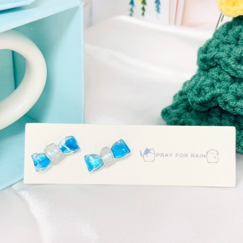 Christmas Special - Winter Night Candy Bow / Handmade Crystal Flower Accessories - ต่างหู - เรซิน 