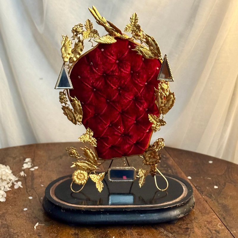 * 50870-稀有絕美19世紀法國婚禮紀念品 珠寶展示檯收納檯 - 居家收納/收納盒/儲物盒 - 其他材質 