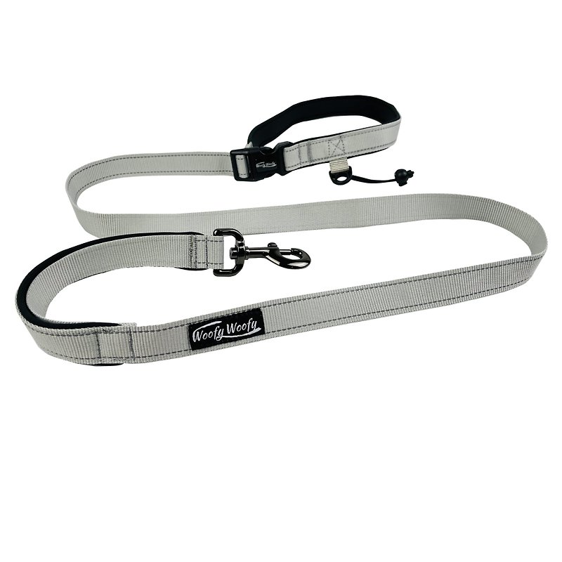 Woofy Woofy Hand Free Leash Ultimate Grey  Runner Leash 150cm - Collars & Leashes - Polyester Gray