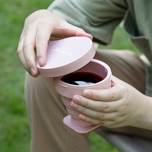 日本霜山 SHIMOYAMA 日本霜山 耐熱矽膠摺疊伸縮隨行杯(附登山扣環)-250ml-2入-多色選