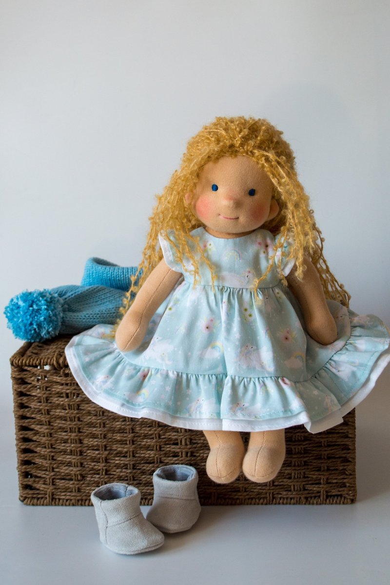 Waldorf doll girl 12in (30cm) - Ready to ship Steiner Soft doll - Rag doll - 嬰幼兒玩具/毛公仔 - 棉．麻 
