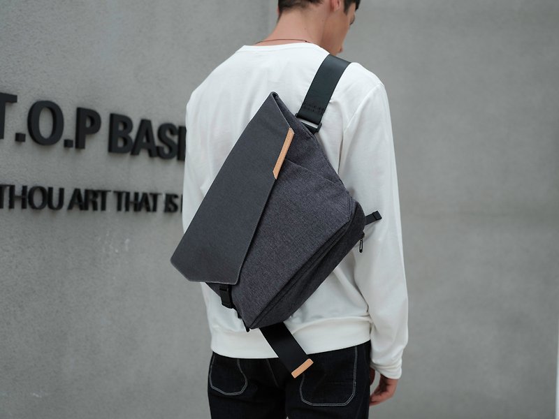 Urbanature - Geo Sling Multifunctional Computer Crossbody Bag - Messenger Bags & Sling Bags - Waterproof Material Gray