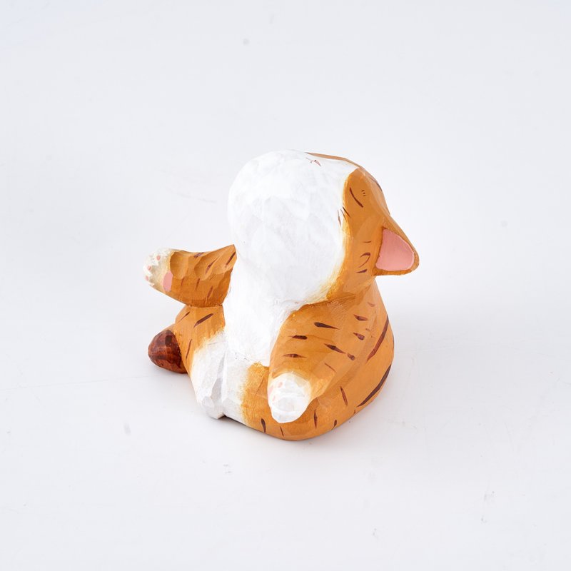 Yara 盤坐冥想的瑜伽貓木雕 - 擺飾/家飾品 - 木頭 橘色