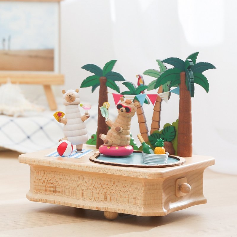 【羊駝派對】搖擺轉架音樂盒 | Wooderful life - 擺飾/家飾品 - 木頭 多色