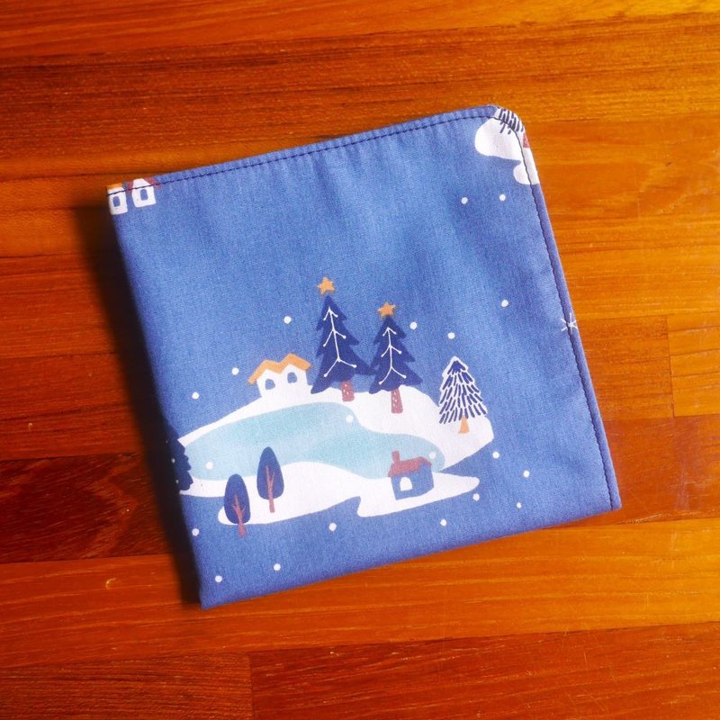 Japanese cotton handkerchief = picture book style = lake house = blue (4 colors in total) - ผ้าเช็ดหน้า - ผ้าฝ้าย/ผ้าลินิน 