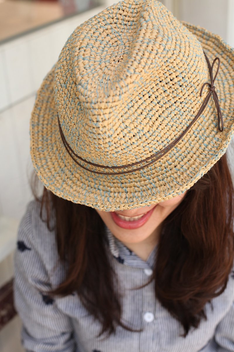 [Good Day] hand-made braided cap / sunhat / summer essential / gift - หมวก - วัสดุกันนำ้ สีนำ้ตาล