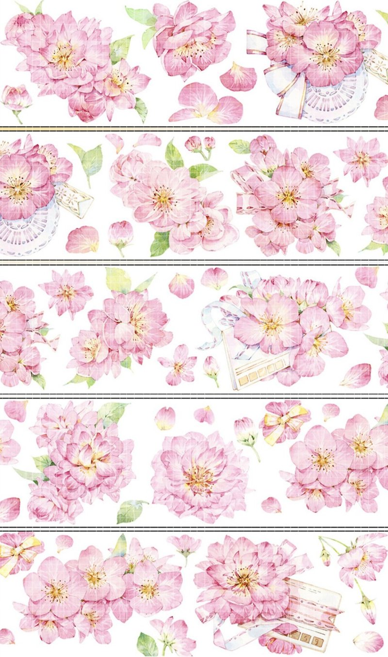 Cherry flower praise PET paper tape laser silver special process - Washi Tape - Plastic Pink