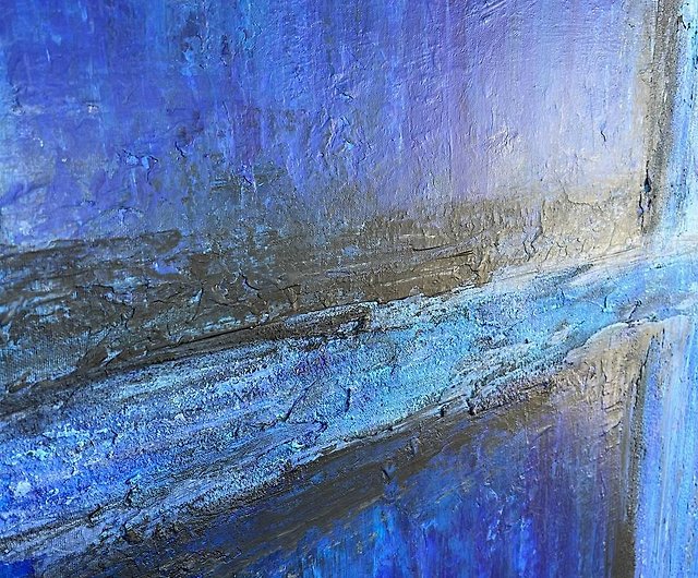 Original Light Blue Cross Acrylic Painting Modern Abstract Oil Wall Ar