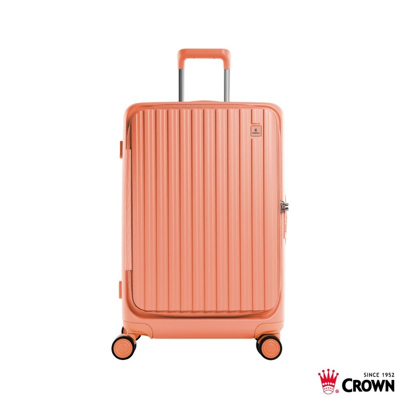 【CROWN】26吋 BOXY 前開框架拉桿箱 託運箱  蜜桃粉橘 - 行李箱/旅行袋 - 塑膠 橘色