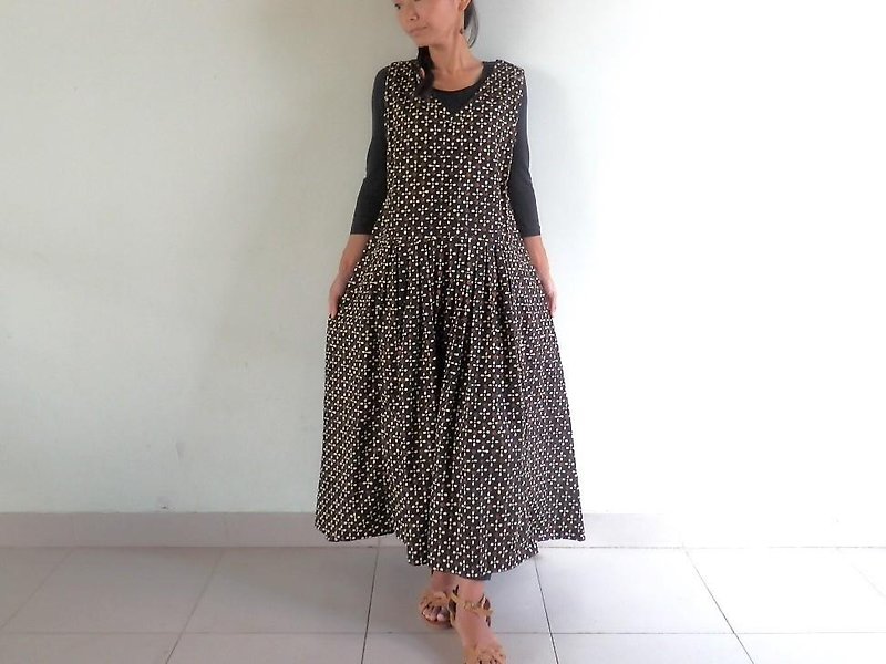 Pleated and gathered. One-piece dress that can be worn either before or after - One Piece Dresses - Cotton & Hemp Black
