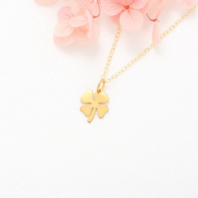 【Angel & Me】Four Leaf Clover s925 sterling silver 24k gold plated necklace - Necklaces - 24K Gold Gold