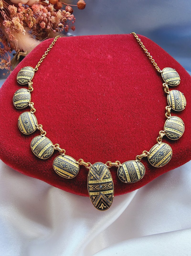 American Western Antique Jewelry / Spanish Damascus Craft Egyptian Totem Mural Multi-Pendant Necklace - Necklaces - Other Metals 