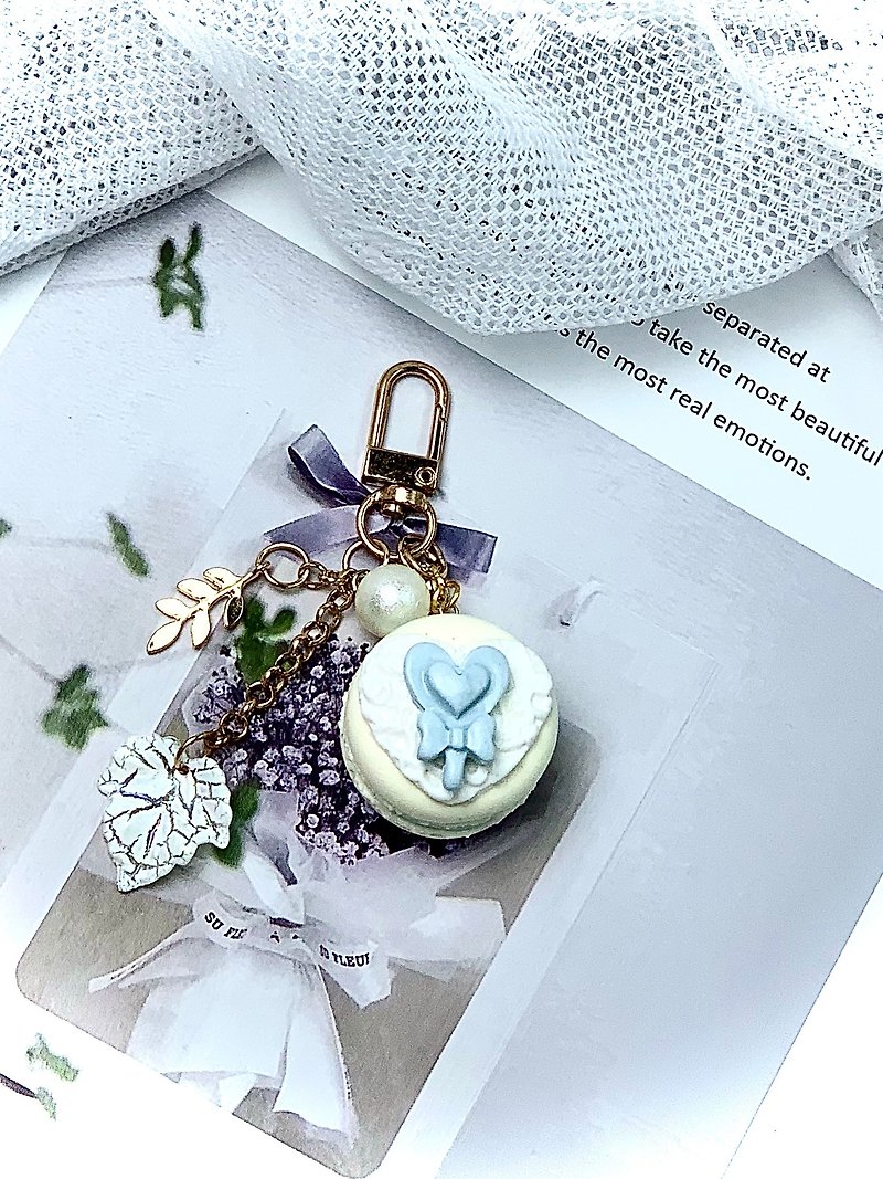 Cute Magic Wand Macaron Charm Key Ring - ที่ห้อยกุญแจ - ดินเหนียว ขาว