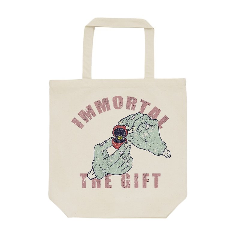 tote bag / immortal the gift - กระเป๋าถือ - ผ้าฝ้าย/ผ้าลินิน สีกากี