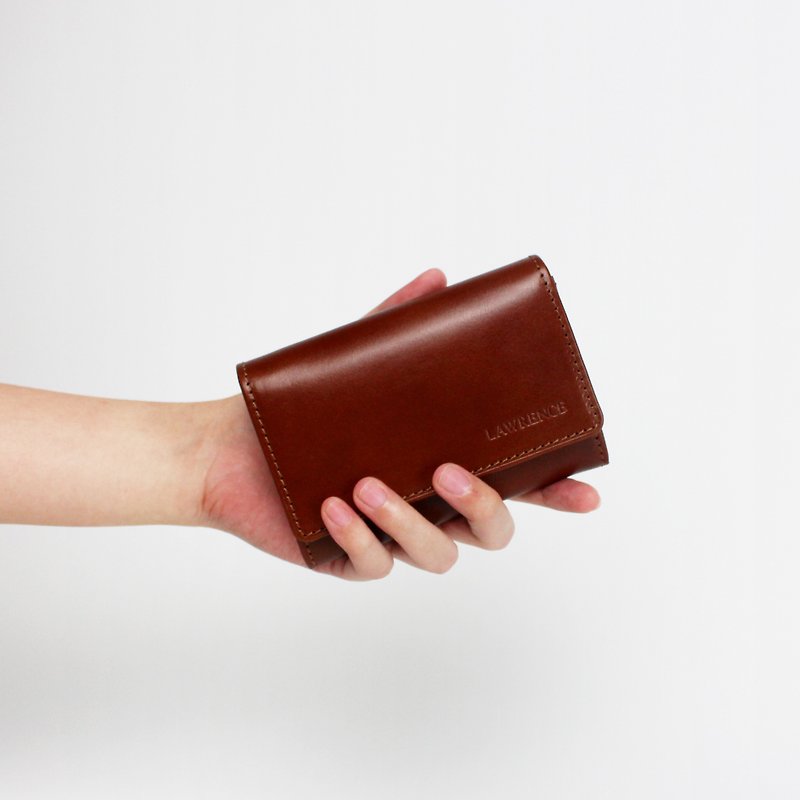 Italian vegetable tanned leather cowhide short clip coin purse-lightweight birthday and Christmas gift - Wallets - Genuine Leather Brown