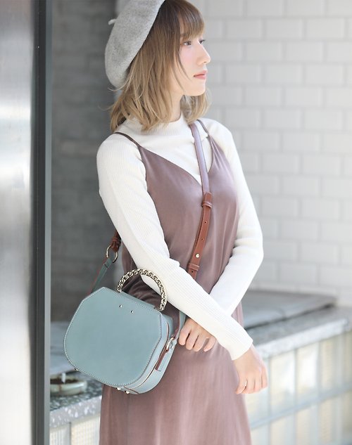 RBRK Designer handbag & Accessories RBRK優美 素皮革包 Molly 上肩袋/手挽袋/相機袋 灰藍色