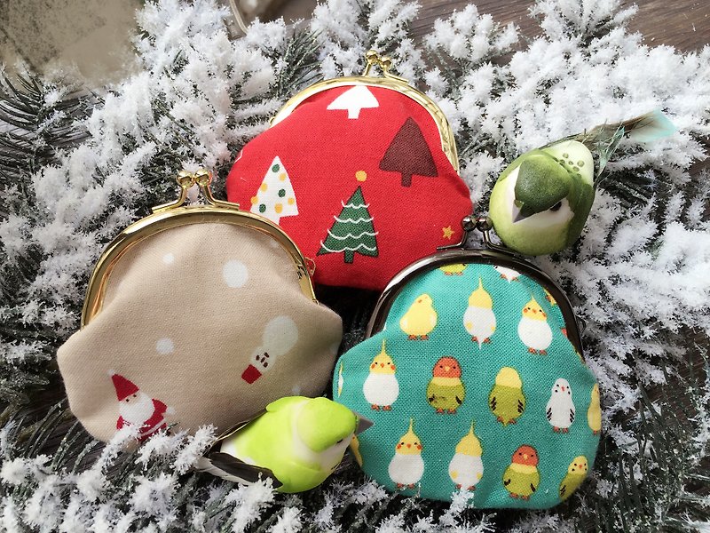 Birds Christmas Gift Set (3 in) 12/19 (a) shipments - กระเป๋าใส่เหรียญ - ผ้าฝ้าย/ผ้าลินิน หลากหลายสี