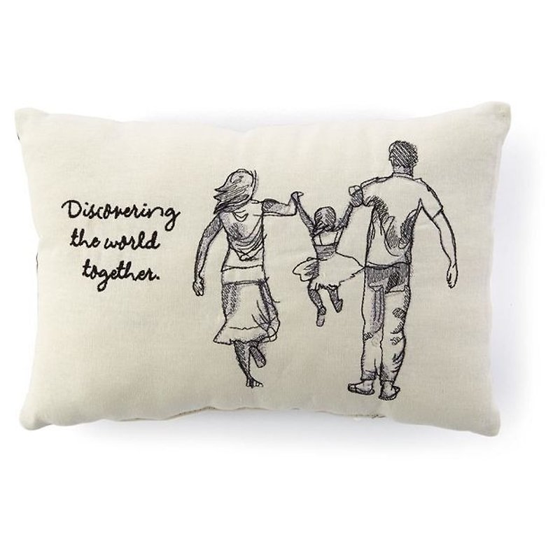 Ken Sheldon's deep drawing of the world's family sketch pillow - Pillows & Cushions - Cotton & Hemp White