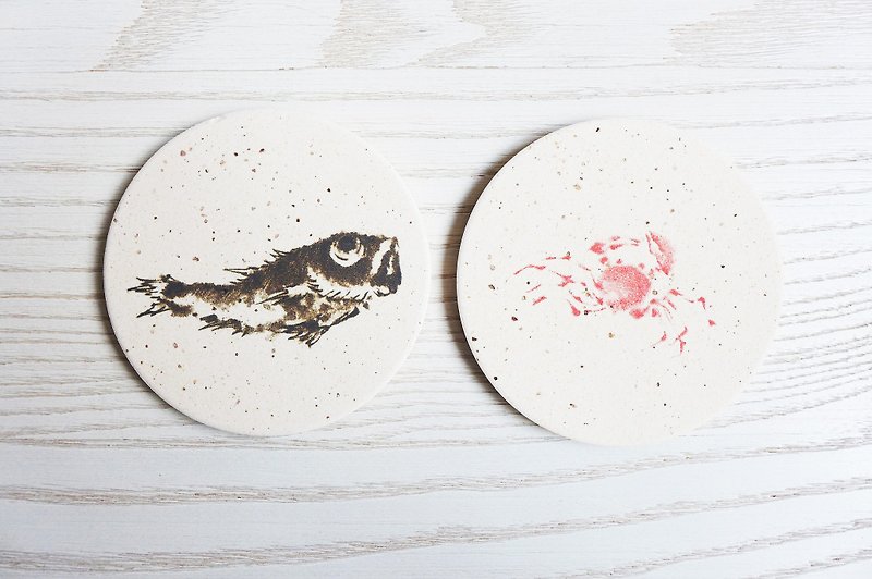 Instant dry coaster [surprised the Value Pack 2] - fish every year + Dahongpao plus body Japan Gui Li Feng Tang diatomaceous earth Diatomaceous earth instantly drops water droplets inhibit bacterial gift - Coasters - Other Materials 