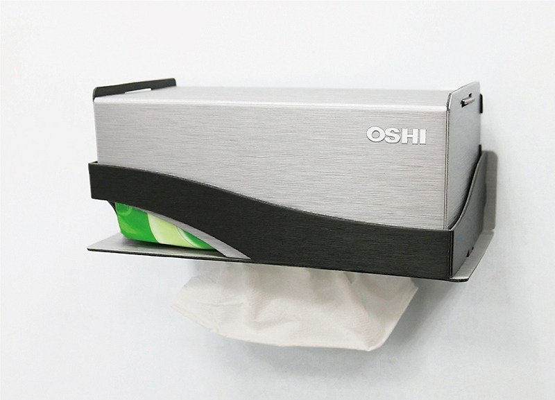 【OSHI】下抽式面紙盒(架) 無痕黏掛 簡約時尚風格   外宿族收納 - 其他 - 塑膠 黑色