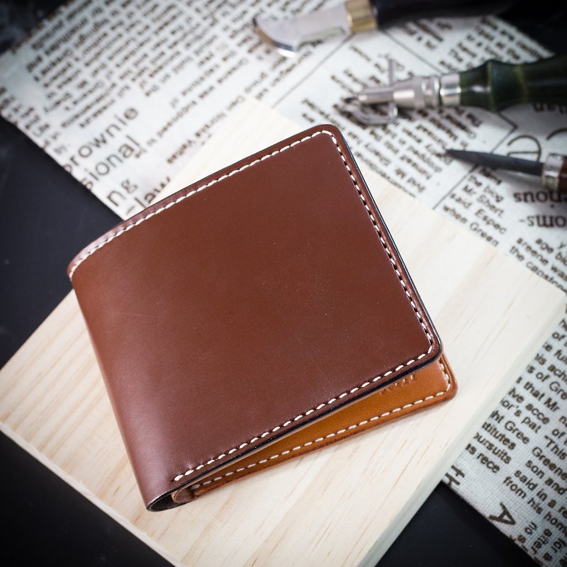 [Customized gift] [Wallet, Silver] Brown British horse bridle leather customized lettering MIST - กระเป๋าสตางค์ - หนังแท้ หลากหลายสี