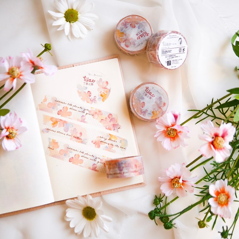 Japanese Paper-Lilac Dance Paper Tape Lilac - มาสกิ้งเทป - กระดาษ สึชมพู