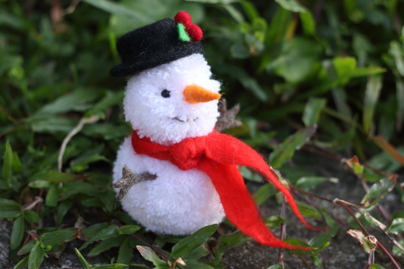 Christmas Snowman Wool Felt Yarn Ball Christmas Christmas Gift Spot - ของวางตกแต่ง - ขนแกะ ขาว