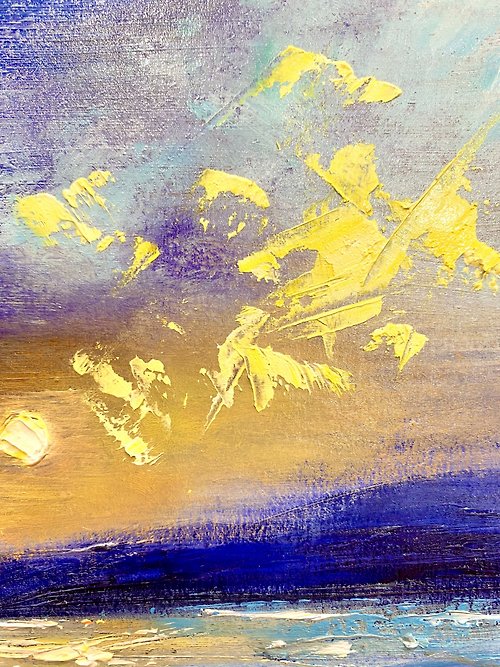 全日本送料無料 幻想的な海の夕日 の作品です art shop 油彩画 油絵