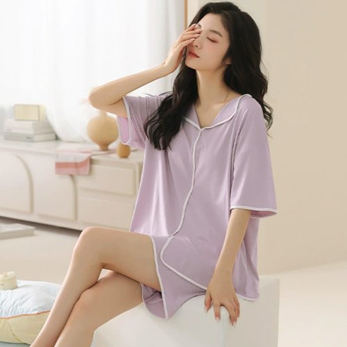 PINK LADY Pink Lady 罩杯式 成套女睡衣 霧光幻境 落肩短袖 兩件式居家服