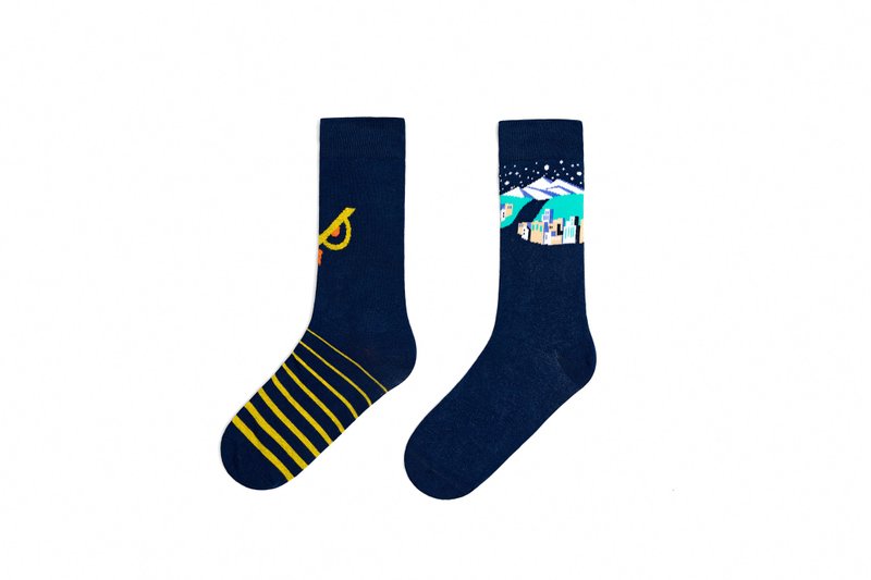 【情人節禮盒】DashinSocks潮襪貓頭鷹雪景聖誕禮盒2 - 襪子 - 棉．麻 黑色