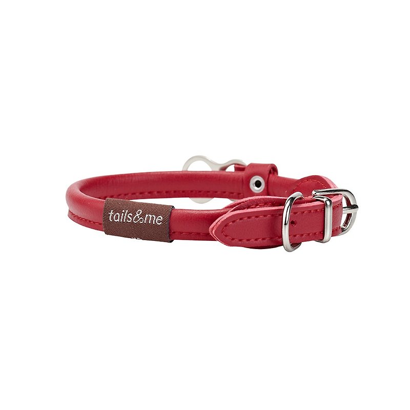 [Tail and Me] Natural Concept Leather Collar Garnet Red - Collars & Leashes - Other Materials 