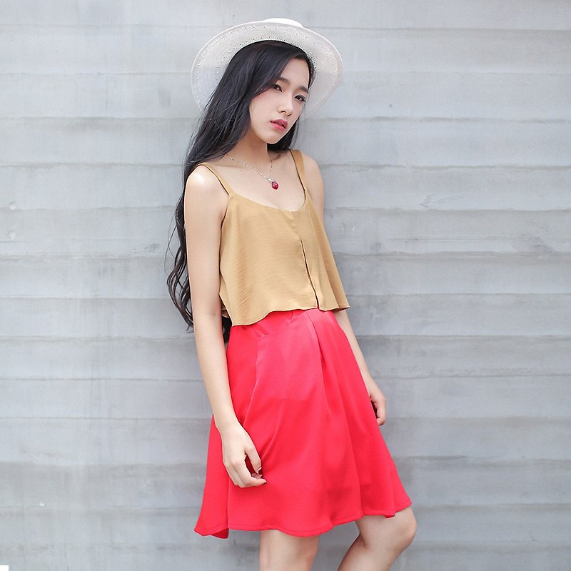 Annie Chen rose original design 2016 summer new literary casual female models chiffon camisole - เสื้อผู้หญิง - ผ้าฝ้าย/ผ้าลินิน สีนำ้ตาล
