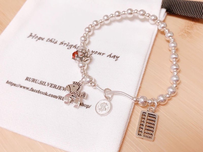 Lucky and Lucky Silver Bead Bracelet/925 Sterling Silver/Customized/Beaded - Bracelets - Sterling Silver Silver