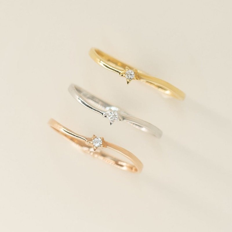 18K金小星星鑽石戒指 Starlet Diamond Ring - 戒指 - 貴金屬 