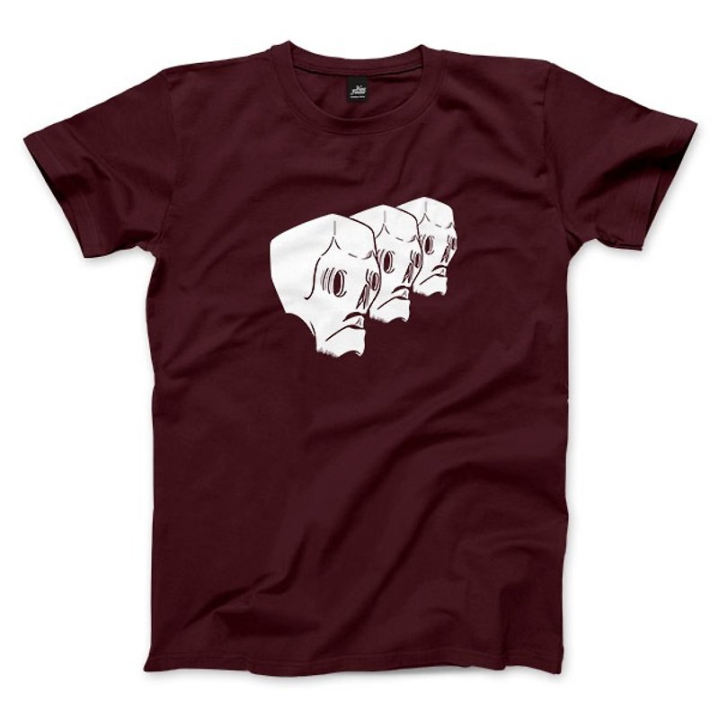 Skull Gangster-Claret-Unisex T-shirt - เสื้อยืดผู้ชาย - ผ้าฝ้าย/ผ้าลินิน สีแดง