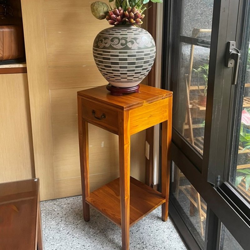 【吉迪市100%全柚木家具】HYSS090 單抽四方高邊几 花台 床頭櫃 - 層架/置物架/置物籃 - 木頭 咖啡色