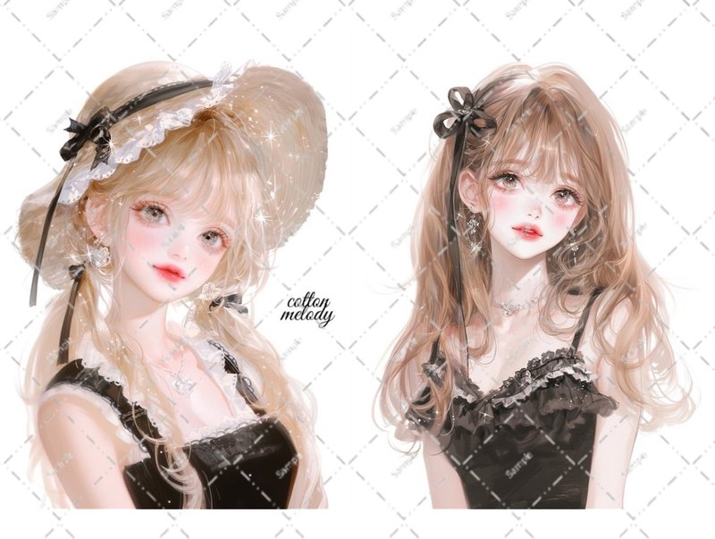 original sticker no.5708 人物ステッカー オリジナルステッカー 人物ステッカー 女の子ステッカー オリジナル人物ステッカー - 貼紙 - 紙 