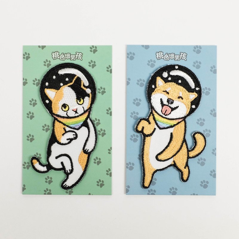 カラー猫＆犬刺繍ホットクロスステッカー - 編み物/刺繍/羊毛フェルト/裁縫 - 刺しゅう糸 多色