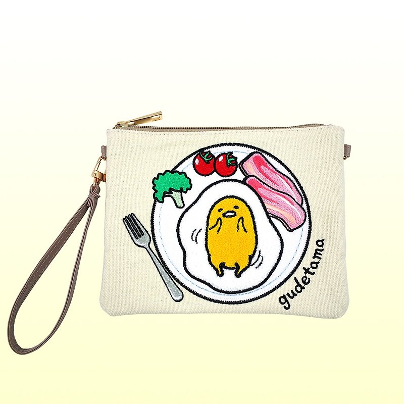 Egg yolk towel embroidered side backpack / handbag dual-use package - the plate section of the bag bag bag - กระเป๋าคลัทช์ - หนังแท้ สีกากี